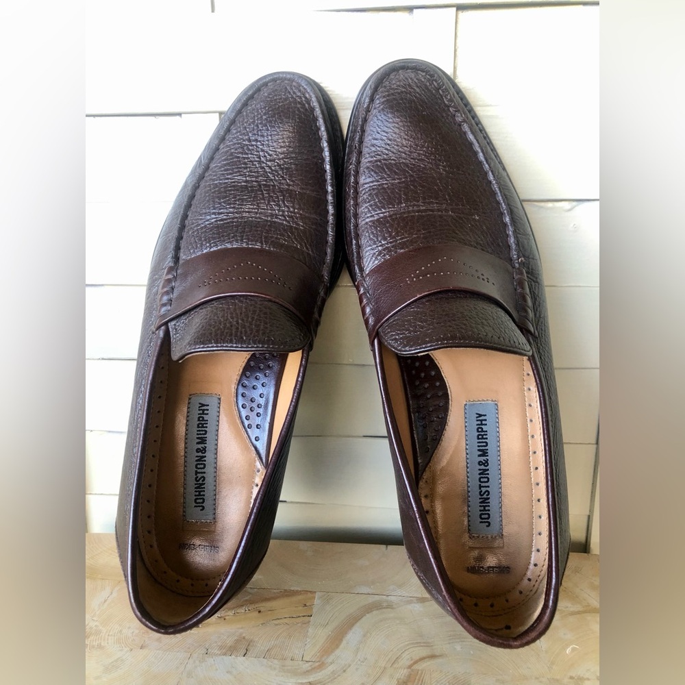 Johnston & Murphy Dark Brown Sheepskin Leather Loafers